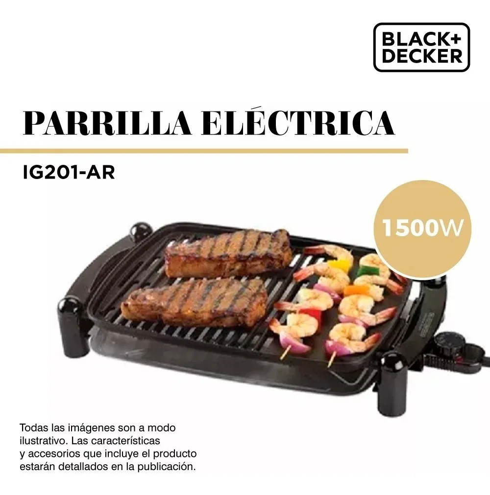 Parrilla Eléctrica Black+Decker Sizzlelean™ IG201-AR negra
