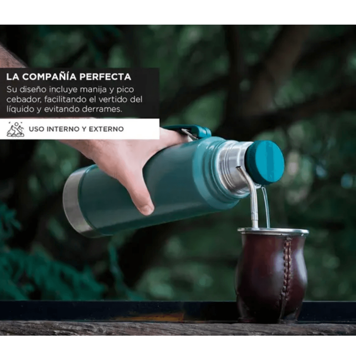 Lusqtoff Termo acero inoxidable 1Lt frio/calor verde pico cebador - Imagen 7