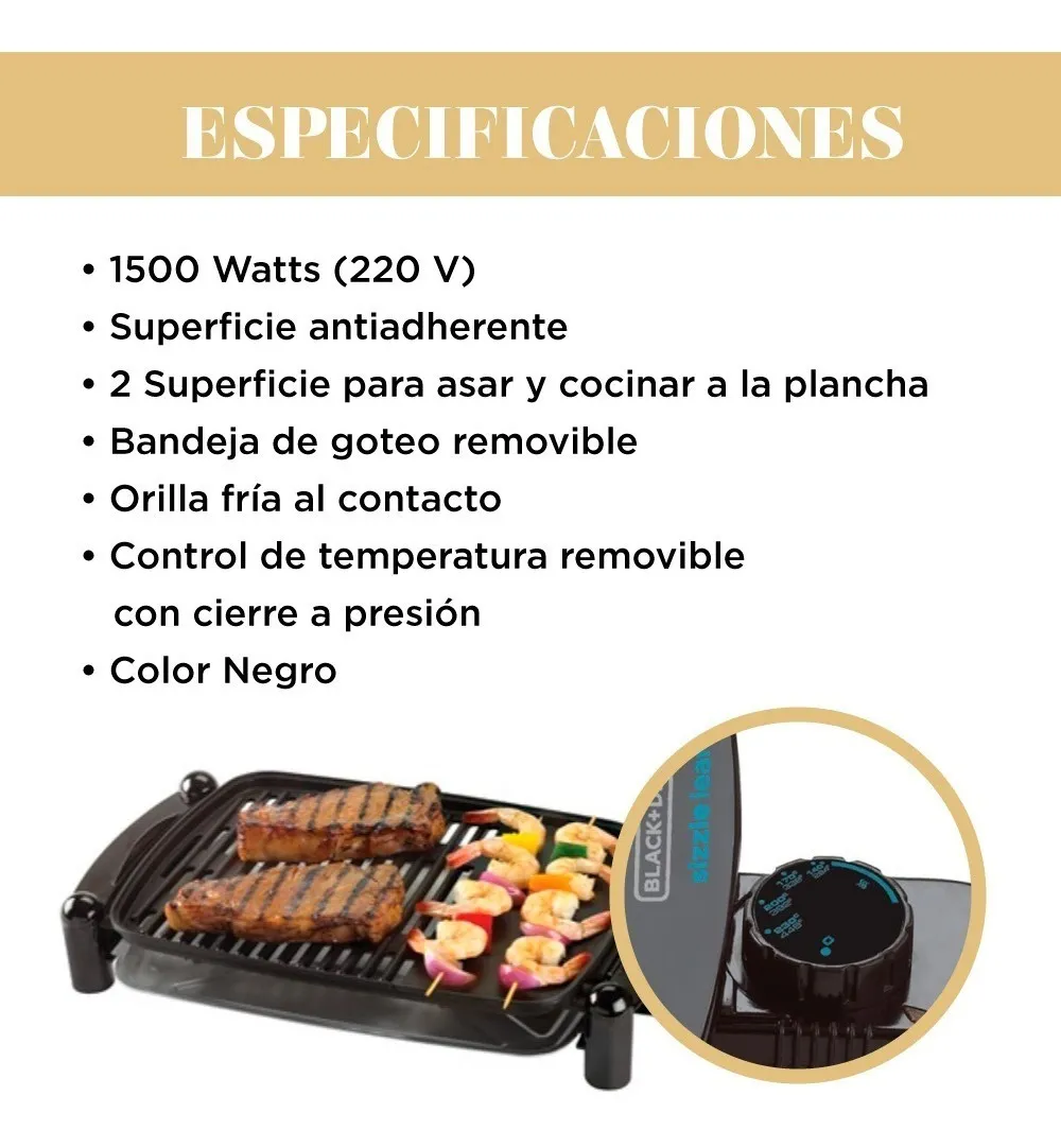 Parrilla Eléctrica Black+Decker Sizzlelean™ IG201-AR negra - Imagen 2