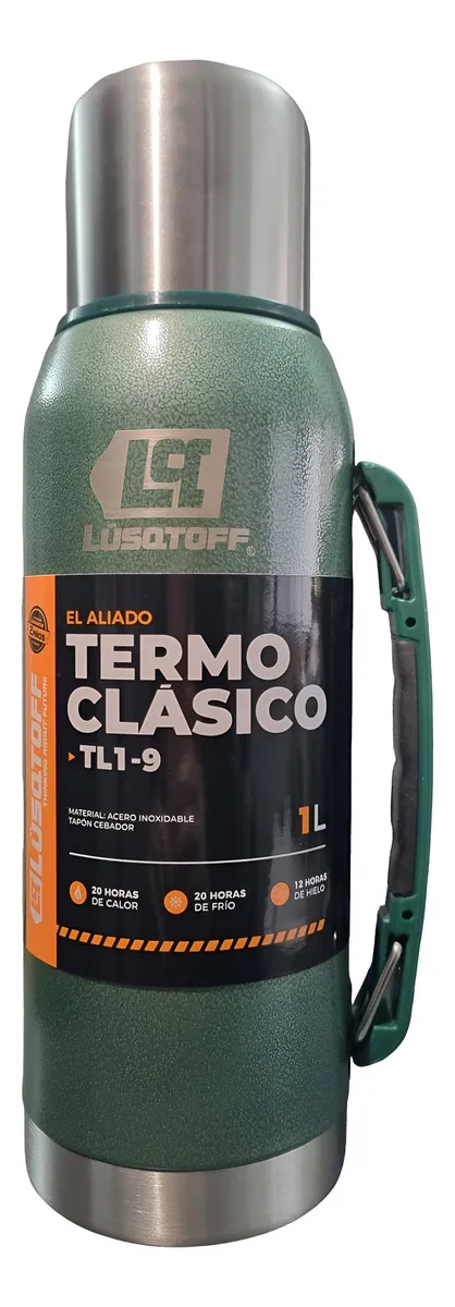 Lusqtoff Termo acero inoxidable 1Lt frio/calor verde pico cebador - Imagen 8