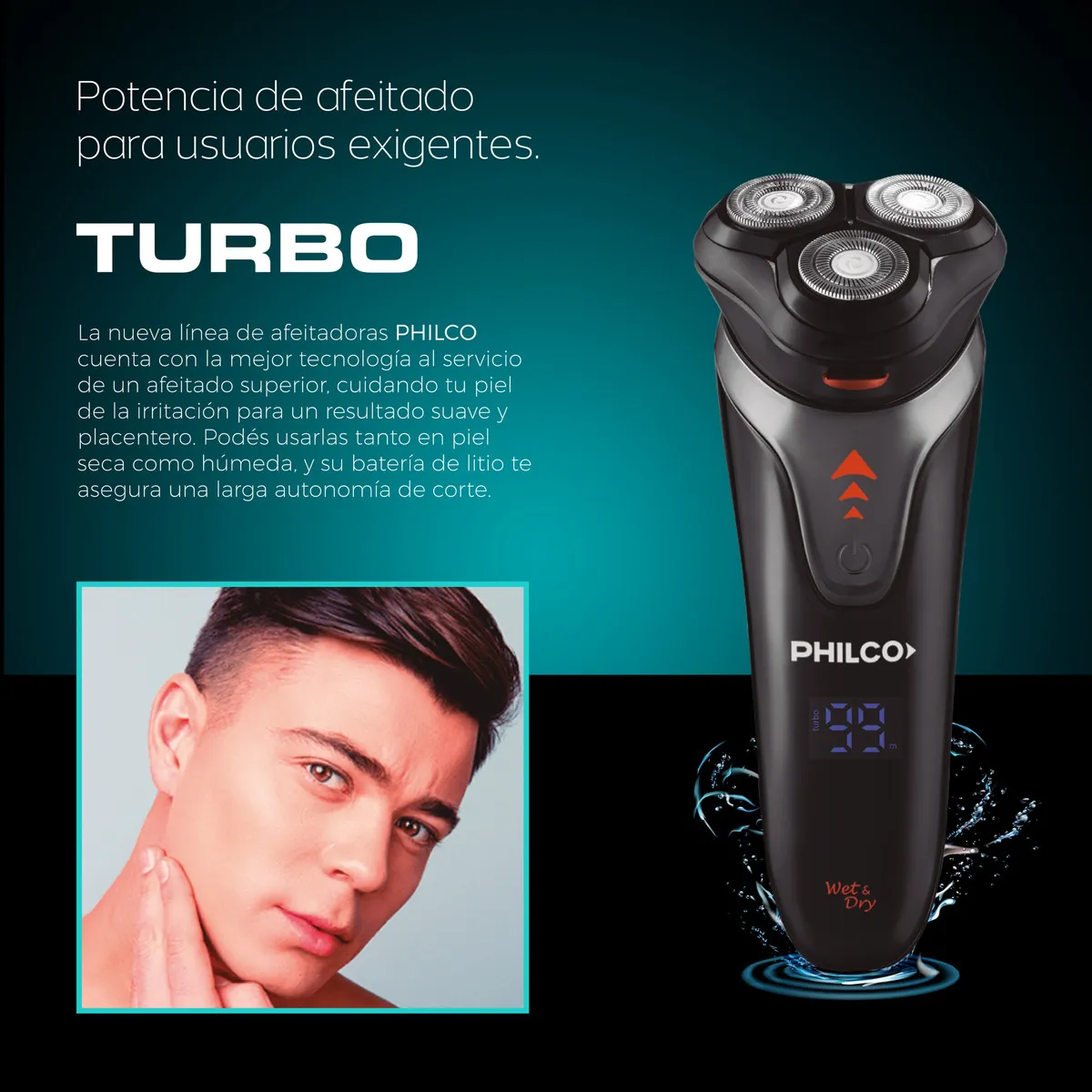 Afeitadora Philco AE5305 Turbo Recortador de patillas - Imagen 3