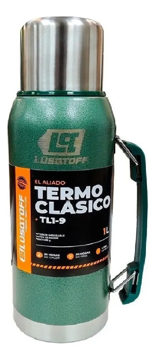 Lusqtoff Termo acero inoxidable 1Lt frio/calor verde pico cebador - Imagen 3