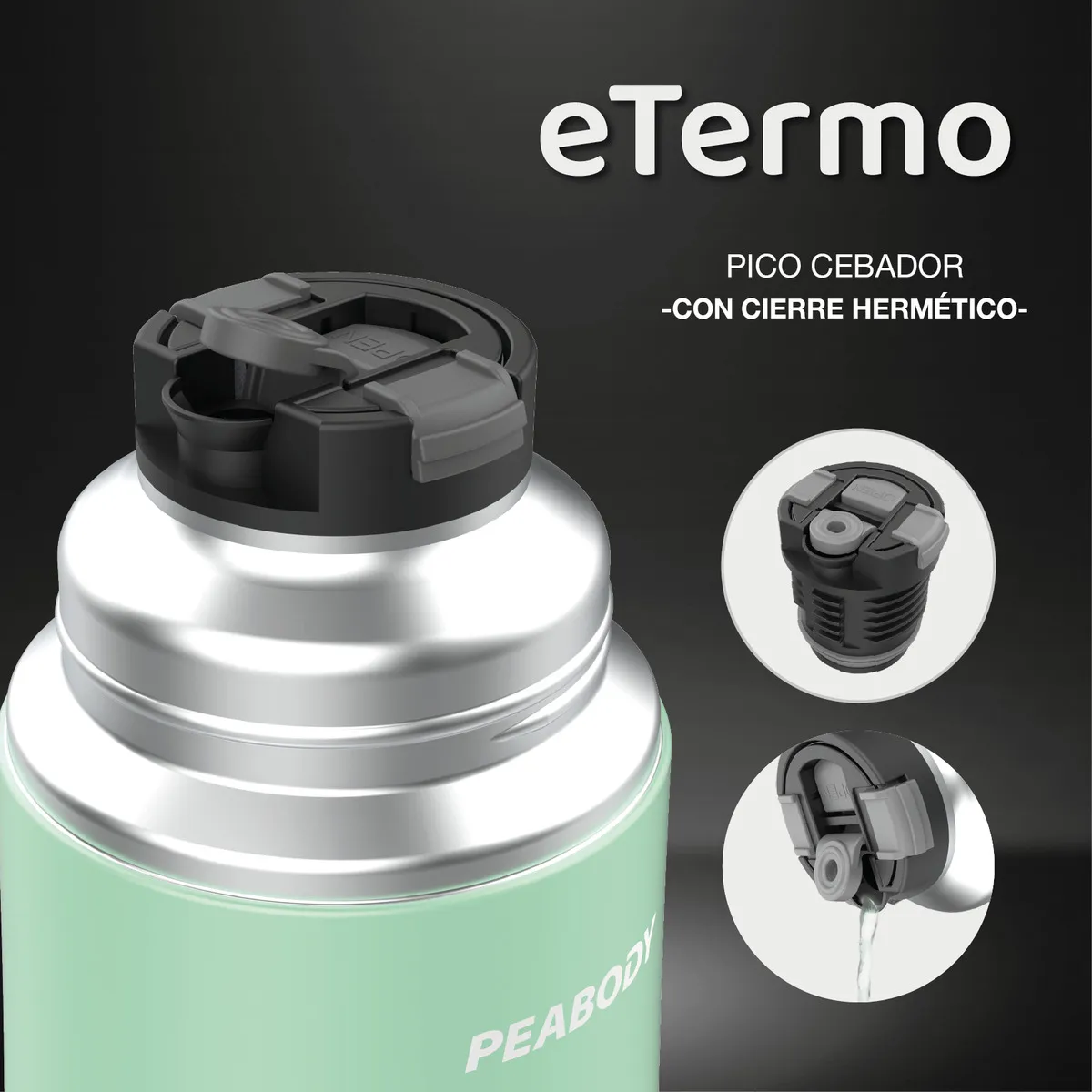 Termo Electrico Peabody ET1001v E-termo 1Lt. mate y bombilla P2 Color Verde - Imagen 5