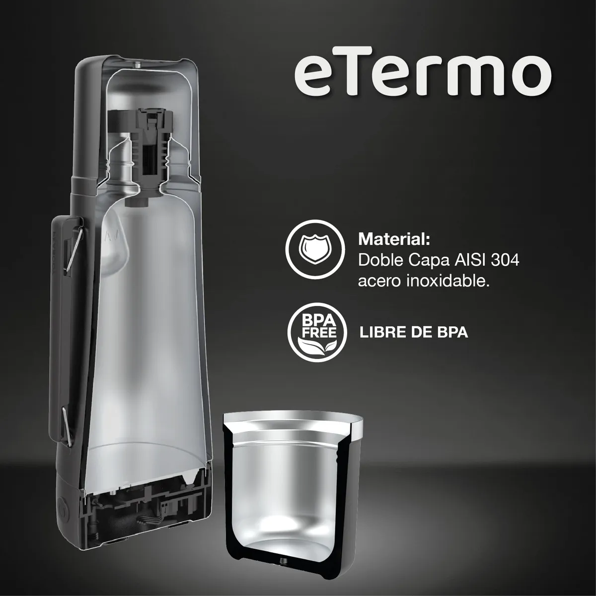 Termo Electrico Peabody ET1001v E-termo 1Lt. mate y bombilla P2 Color Verde - Imagen 7