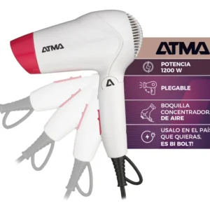 Secador de Pelo ATMA SP8905P 1200W Plegable Shine Travel