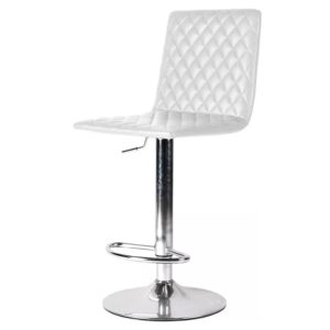 Banqueta de Bar Vonne CBBI‑001B Regulable Ecocuero Blanco con Respaldo