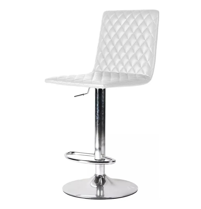 Banqueta de Bar Vonne CBBI‑001B Regulable Ecocuero Blanco con Respaldo