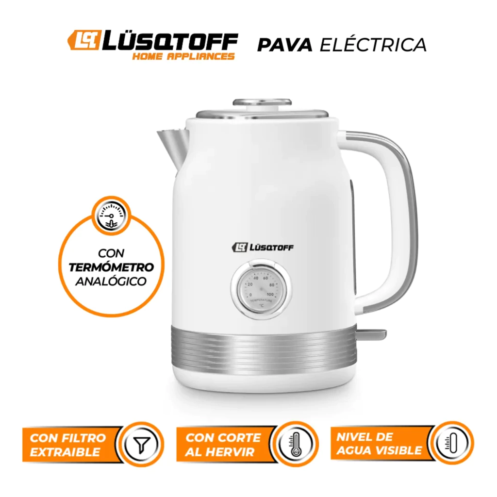 Pava Eléctrica Lüsqtoff LQ‑PV805B 1,7 L con Termómetro Analógico - Imagen 3