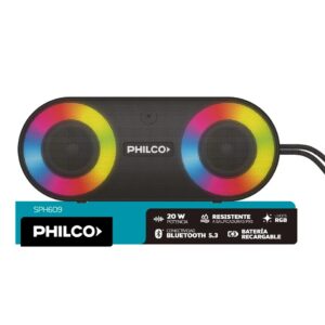 Parlante Portátil Philco SPH609 Bluetooth 20 W IP65 con Luces RGB