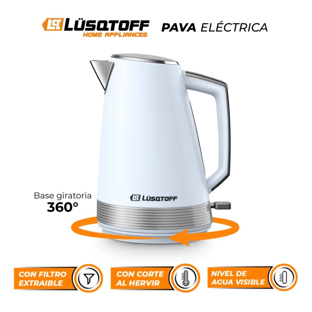 Pava Eléctrica Lusqtoff LQ-PV804 1.7L 2200W Acero Inox. - Imagen 4