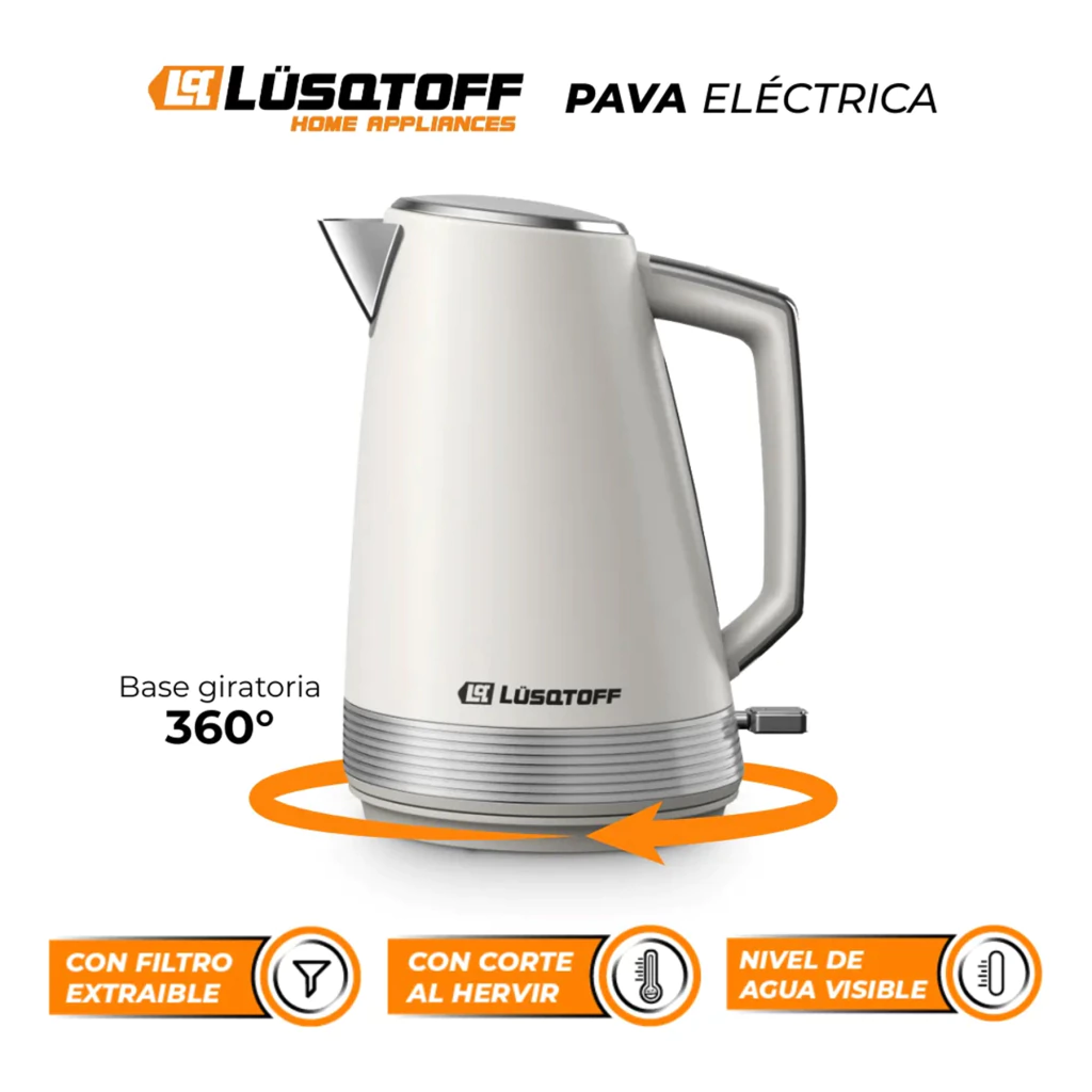Pava Eléctrica Lusqtoff LQ-PV804 1.7L 2200W Acero Inox. - Imagen 7