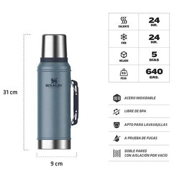 Termo Stanley Classic 950ml Acero con manija y pico cebador - Imagen 7