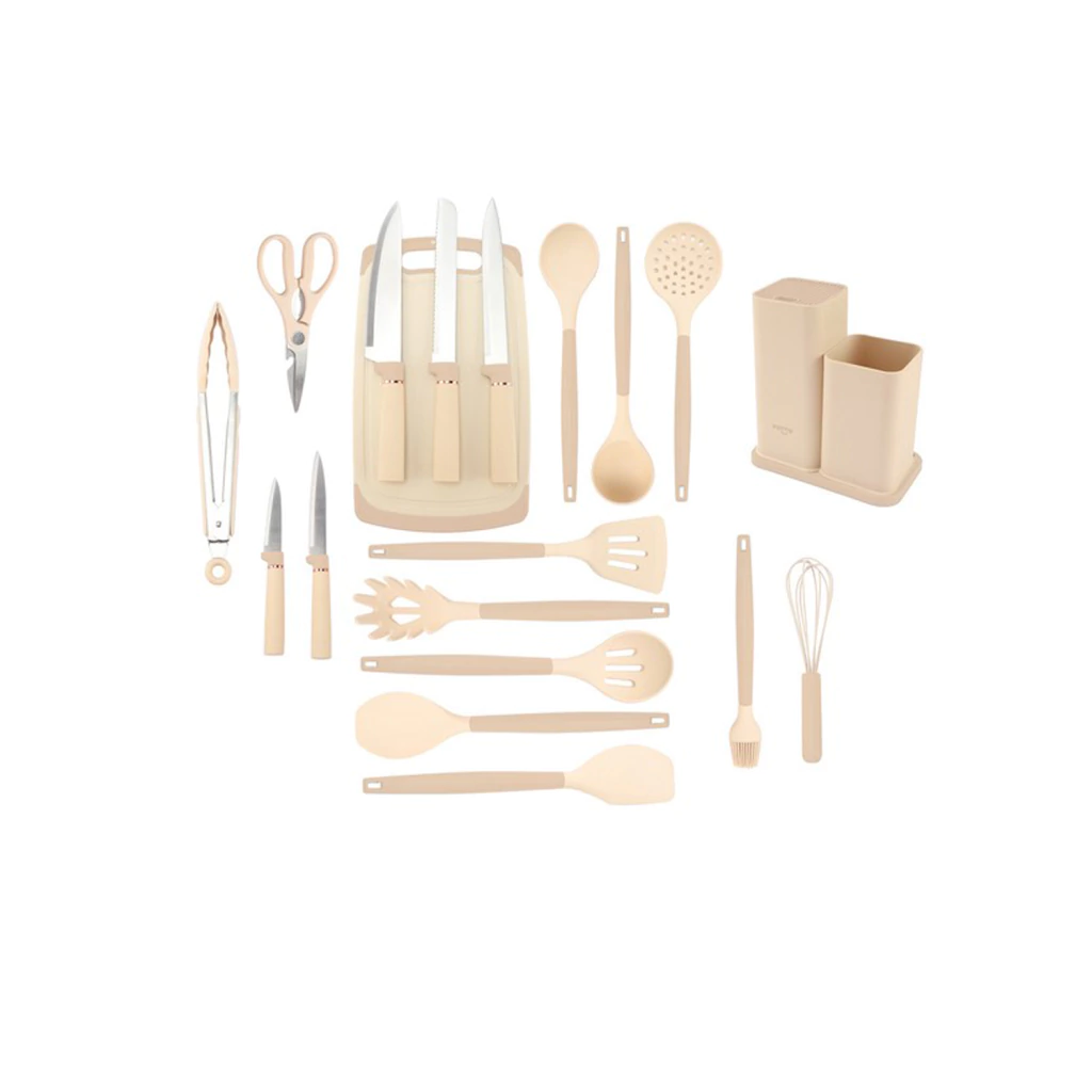 Set de Utensilios Vonne CUSS-AR19 x19 Piezas con Organizador y Tabla Arena
