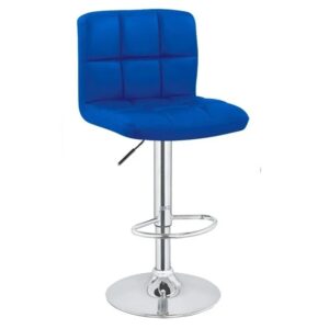 Banqueta Alta Vonne BBPU02 Regulable con Respaldo Azul Cromada
