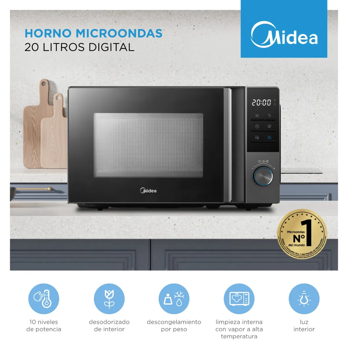 Microondas Midea MW-DN120GAR1 Digital 20 Lts. 700W Gris - Imagen 13