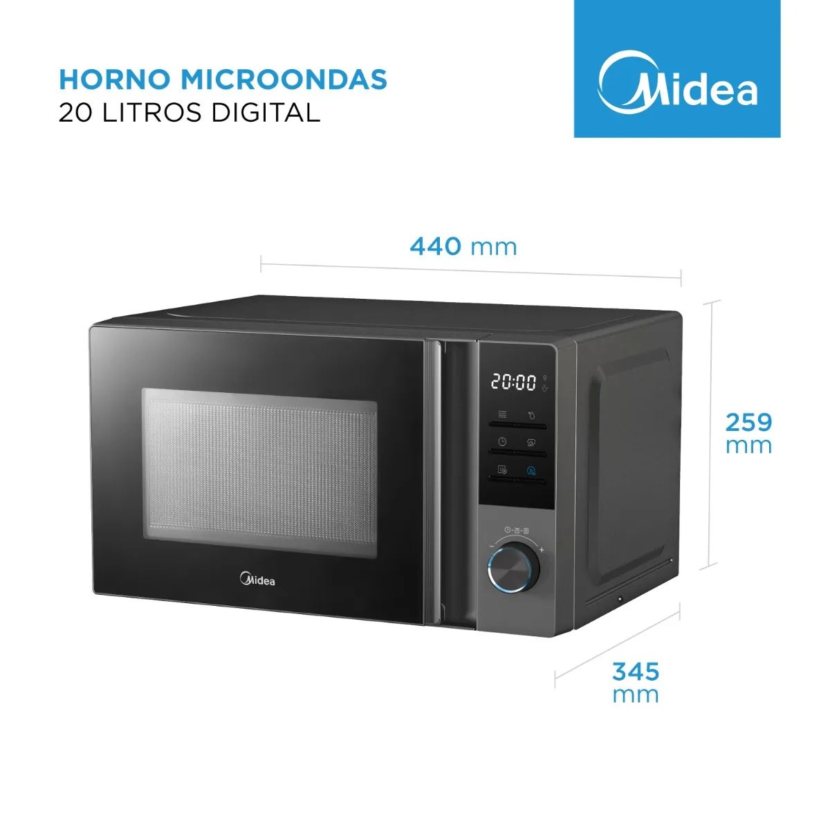Microondas Midea MW-DN120GAR1 Digital 20 Lts. 700W Gris - Imagen 8