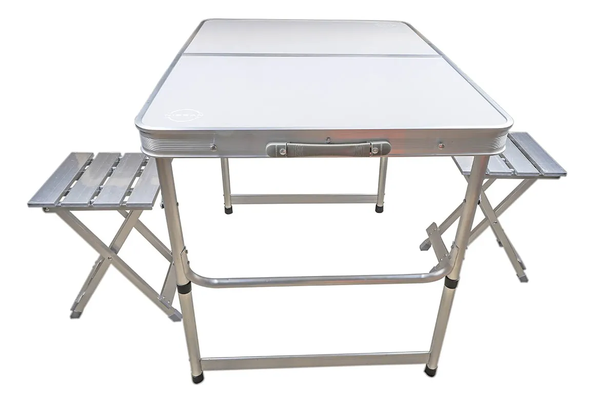 Set de Camping Kushiro FSCI-P2BA Mesa Plegable con 2 Bancos de Aluminio - Imagen 2