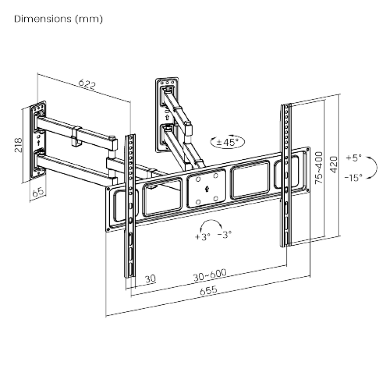 Soporte TV 32" a 75" Onebox OB-M37E Esquinero Articulado - Imagen 5