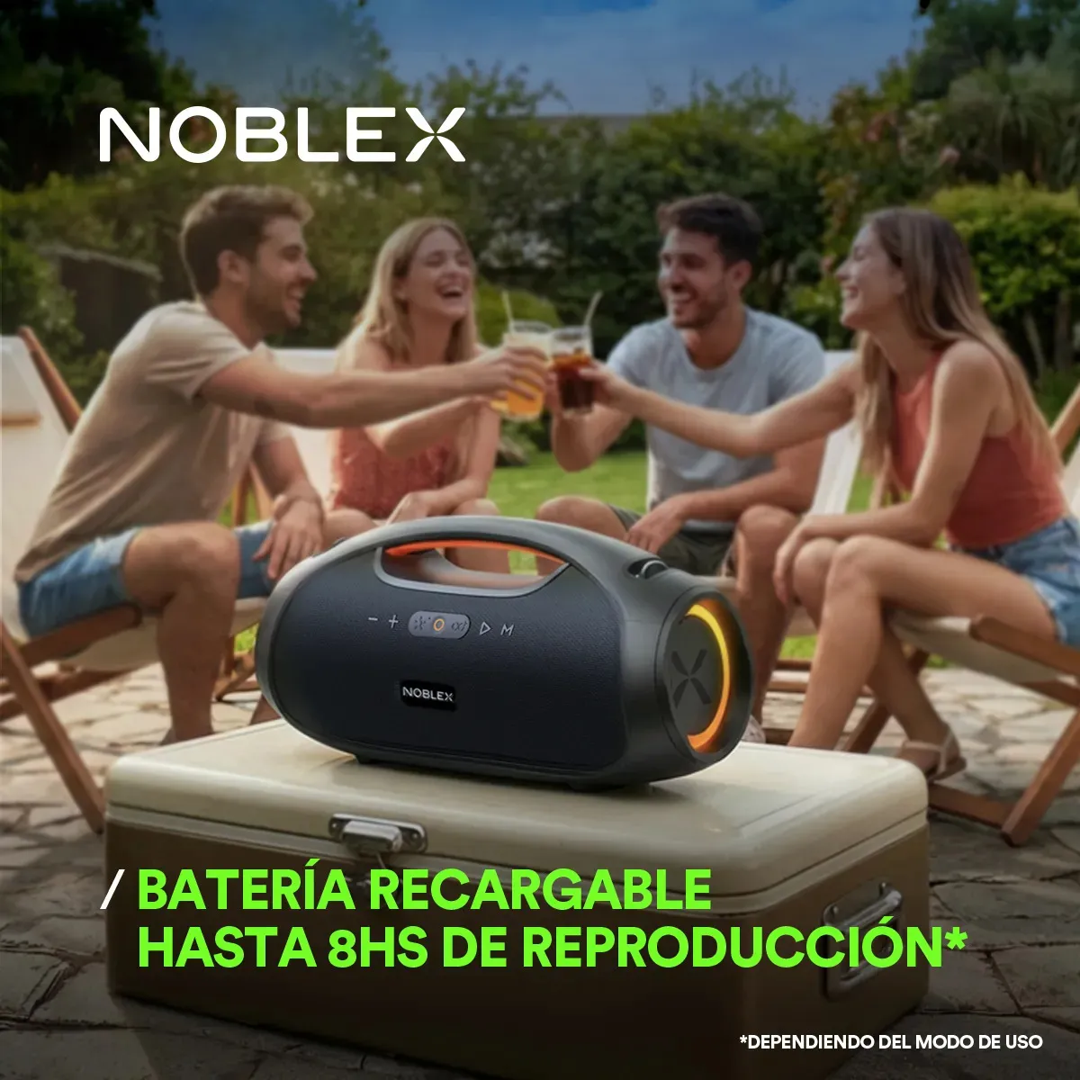 Parlante Portátil Noblex PSB2000P 60W Bluetooth IPX6 Luces LED TWS - Imagen 7