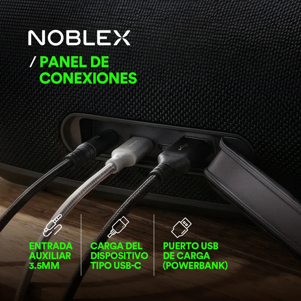 Parlante Portátil Noblex PSB2000P 60W Bluetooth IPX6 Luces LED TWS - Imagen 8